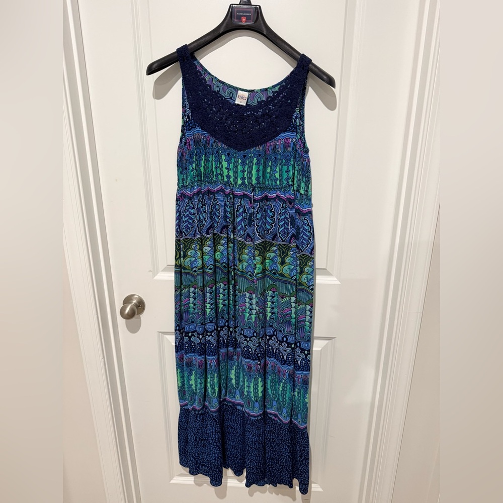 Bila Vibrant Blue and Green Patterned Maxi Dress